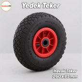 Plastik Jantlı Siboplu 260x85 mm El Arabası Tekeri Burçlu İç Lastikli Şişme Havalı Taşıma Arabaları - 1