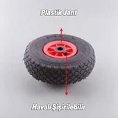 Plastik Jantlı Siboplu 260x85 mm El Arabası Tekeri Burçlu İç Lastikli Şişme Havalı Taşıma Arabaları - 7