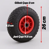 Plastik Jantlı Siboplu 260x85 mm El Arabası Tekeri Burçlu İç Lastikli Şişme Havalı Taşıma Arabaları - 9