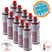 (10 Adet) Kamp Gazı Bütan Propan Tüpü Portatif Ocak Kartuşu Tek kullanımlık Pürmüz 400 ml 227 gr - 1
