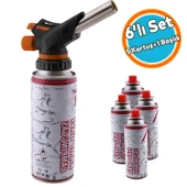 Kamp Gazı Yedek Kartuşu Çakmaklı Pürmüz 227 Gram Piknik Kamp Mangal Mutfak Ateş Tutuşturucu 5'li Set thumbnail 1