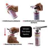 Kamp Gazı Yedek Kartuşu Çakmaklı Pürmüz 227 Gram Piknik Kamp Mangal Mutfak Ateş Tutuşturucu 5'li Set - 2