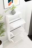 Evdemo 3 Kapaklı Metal Ayakkabılık Beyaz - 4