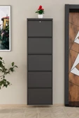 Evdemo Kilitli 5 Kapaklı Metal Ayakkabılık Antrasit - 1