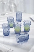 Akrilik Lacivert 6'lı Kısa Bardak & Su Meşrubat Kahve Yanı Bardağı 400 ml ( Cam Değildir ) - 1
