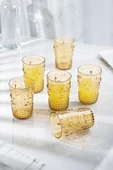 Akrilik Amber 6'lı Kısa Bardak & Su Meşrubat Kahve Yanı Bardağı 400 ml ( Cam Değildir ) - 1