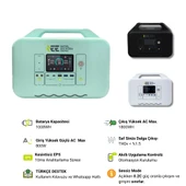 1008WH Taşınabilir Güç Kaynağı %99.99 MPPT BMS Çoklu Koruma Kablosuz Şarj / Turkuaz - 2