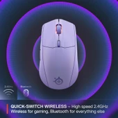 SteelSeries Rival 3 Wireless Gen 2 Gaming Mouse - 2.4GHz ve Bluetooth Bağlantı - Lila - 3