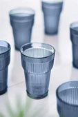 Akrilik Lacivert Tekli Uzun Bardak & Su Meşrubat Bardağı 400 ml ( Cam Değildir ) - 3