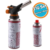Kamp Gazı Yedek Kartuşu Çakmaklı Pürmüz 227 Gram Piknik Kamp Mangal Mutfak Ateş Tutuşturucu 2+1 Set thumbnail 1