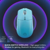 SteelSeries Rival 3 Wireless Gen 2 Gaming Mouse - 2.4GHz ve Bluetooth Bağlantı - Mavi thumbnail 3