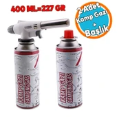 Kamp Gazı Yedek Kartuşu Çakmaklı Pürmüz 227 Gram Piknik Kamp Mangal Mutfak Ateş Tutuşturucu 2+1 Set - 1