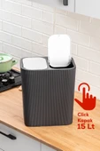 Perotti 13255 Click Kapak Siyah-Beyaz İki Bölmeli Modern Çöp Kovası 15LT - 7