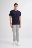 Cazador Bisiklet Yaka Regular Fit Örme Dokulu Tişört Lacivert 4207 thumbnail 2