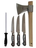 Sürmene El Yapımı Ahşap Sap Kasap Kurban Et Doğrama Kırma Seti thumbnail 2