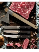 Sürmene El Yapımı Ahşap Sap Kasap Kurban Et Doğrama Kırma Seti thumbnail 4