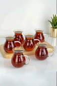 Mien Isıya Dayanıklı 6'lı Borosilikat Cam Bardak Kulplu Modern Çay Bardağı Seti Takımı - 7