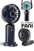 LCD Ekranlı Şarjlı El Fanı Mini Vantilatör 5 Kademe Sessiz Boyun Askılı Mor Fan - 1