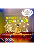 Büyük Boy 30 X 20 cm Neon Mesaj Panosu Led Işıklı Yazı Çizim Tahtası Standlı 7 Keçeli Kalemli - 6