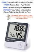Termometre Nem Ölçer Alarm Saat Ekranlı Oda Sıcaklık Ölçer Duvara Uygun Masaüstü Isı Göstergesi 3240 - 2