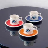 Güral Porselen Mental 12 Parça Kahve Fincan Takımı Nazar - 1