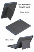 iPad 10.2 7/8/9 Nesil Uyumlu 360° Manyetik Standlı Ledli Touchpadli Katanya Klavyeli Tablet Kılıfı thumbnail 5