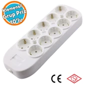 10'lu Grup Priz Klemensli Fiş Priz Topraklı Çoklu Grup Priz Çoğaltıcı Onlu Kablosuz - 1