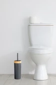 Flora Bambu Desen WC Klozet Fırçası Plastik, Tuvalet Banyo WC Temizleme Fırçası Gri thumbnail 3