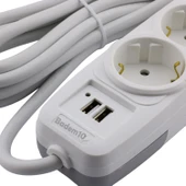 4'lü Grup Priz 2 USB'li 3 Metre Kablolu Fiş Priz Topraklı Çoklu Grup Priz Çoğaltıcı Dörtlü - 3