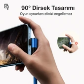 Naylon Örgülü 90 Derece 1 Metre 2.1A  Micro Hızlı Şarj Kablosu  W05 - 3