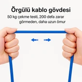 Naylon Örgülü 90 Derece 1 Metre 2.1A  Micro Hızlı Şarj Kablosu  W05 - 2