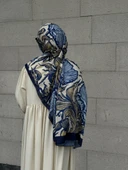 Pamuklu Soft Luna Desen Şal-Mavi - 1