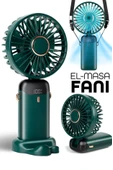 LCD Ekranlı Şarjlı El Fanı Mini Vantilatör 5 Kademe Sessiz Boyun Askılı Yeşil Fan - 1