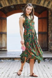 Gömlek Yaka Viskon Elbise - 1