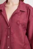 Fakir Kol Oversize Gömlek Bordo thumbnail 5