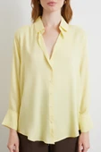 Viskon Saten Gömlek Sarı thumbnail 4