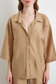 Fakir Kol Oversize Gömlek Kahve thumbnail 5