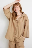 Fakir Kol Oversize Gömlek Kahve thumbnail 1
