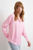 Viskon Saten Gömlek Pembe thumbnail 3