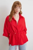 Büzgülü Kimono Gömlek Kırmızı thumbnail 2