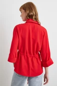 Büzgülü Kimono Gömlek Kırmızı thumbnail 6