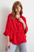 Büzgülü Kimono Gömlek Kırmızı thumbnail 1