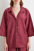 Fakir Kol Oversize Gömlek Bordo thumbnail 4