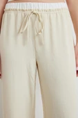 Bel Bantlı Wide Leg Pantolon Krem thumbnail 5