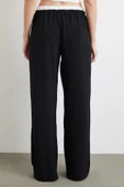 Bel Bantlı Wide Leg Pantolon Siyah - 5