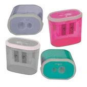 Bu-Bu Kalemtıraş Şeffaf Dikdörtgen Çiftli 4 Renk - 1