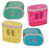 Bu-Bu Kalemtıraş Şeffaf Dikdörtgen Çiftli 4 Renk - 1