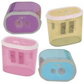 Bu-Bu Kalemtıraş Şeffaf Dikdörtgen Çiftli Pastel Renk - 1