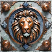 3D Bronz Aslan Motifli Duvar Kağıdı Baskı thumbnail 7