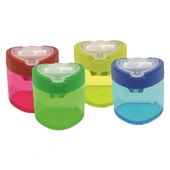 Bu-Bu Kalemtıraş Şeffaf Üçgen Çiftli Hazneli 4 Renk - 1